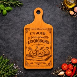 Planche bois “Un jour, je ferai pleurer les oignons ! ” | Cadeau apéro | AuxSouhaits