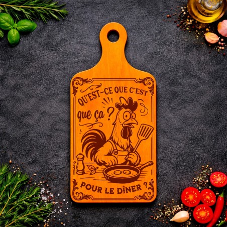 Planche bois “Qu’est-ce que c’est que ça ? Pour le dîner ?!” | Cadeau apéro | AuxSouhaits