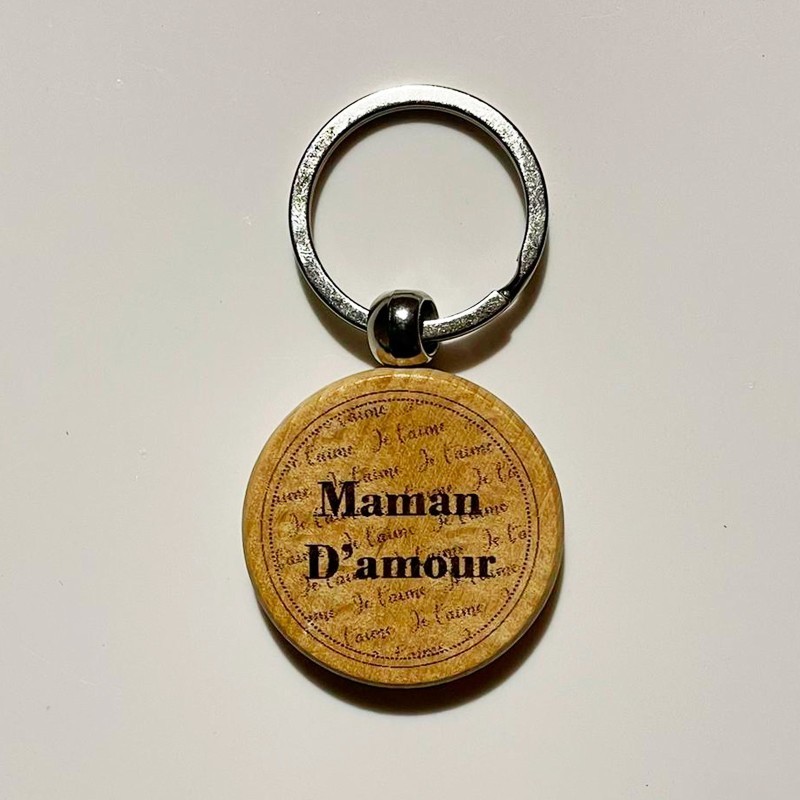 Porte-clé bois “Maman d’amour” | Cadeau maman | AuxSouhaits
