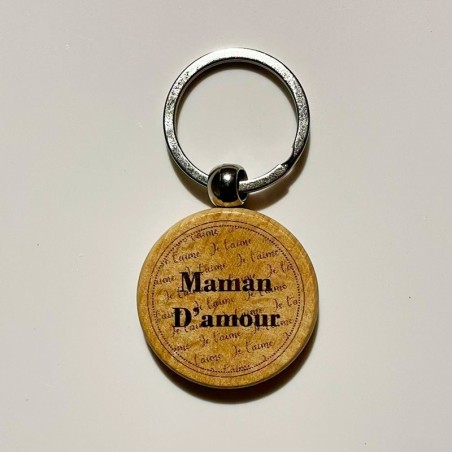 Porte-clé bois “Maman d’amour” | Cadeau maman | AuxSouhaits