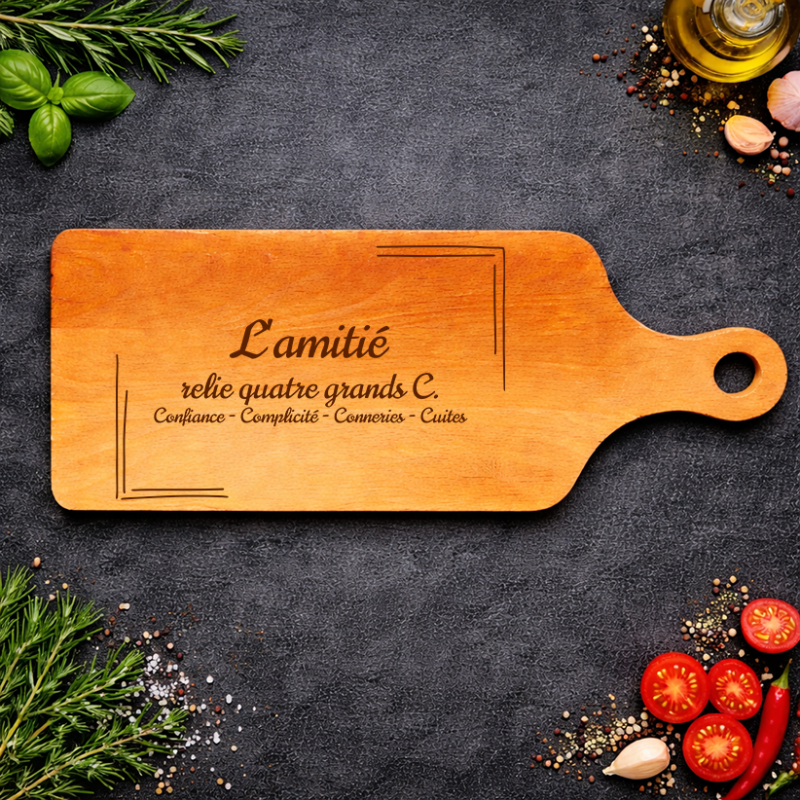 AuxSouhaits - Planche à découper - L'amitié relie quatre grands C