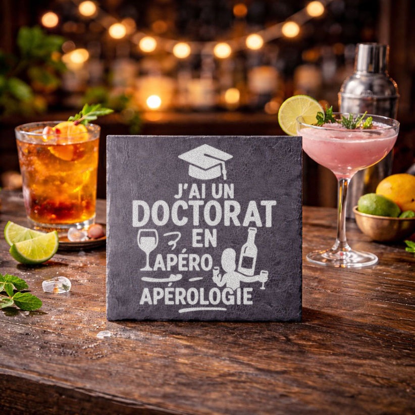 Ardoise 'J'ai un doctorat en apérologie' pour décoration