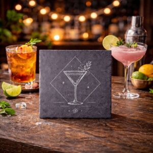 Ardoise Martini gravée pour décoration et cadeau