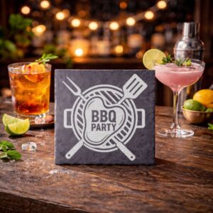 Sous-verre BBQ Party en ardoise