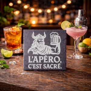 Sous-verre L'apéro c'est sacré en ardoise